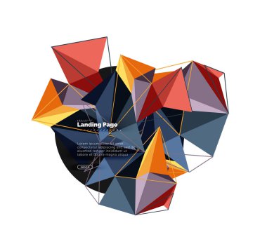 3D üçgen arka plan, poligonal geometrik tasarım vektör