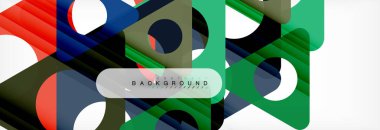 Geometrik arka plan, daireler ve üçgenler şekiller afiş. Gösterim amacıyla broşür veya el ilanı, sunum ve web tasarım düzeni