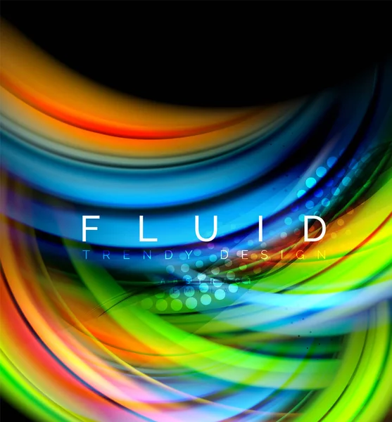 Fluid smooth wave abstract background, flowing glowing color motion concept, trendy abstract layout template for business or technology presentation or web brochure cover, wallpaper — Stock Vector