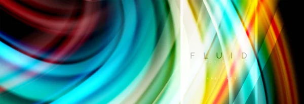 Υγρών χρωμάτων πολύχρωμο αφηρημένα φόντο αφίσα, στριμμένα υγρό σχεδιασμό σε μαύρο, πολύχρωμο μάρμαρο ή πλαστικό κύμα υφή σκηνικό, πολύχρωμα πρότυπο για παρουσίαση επιχειρήσεων ή τεχνολογία ή web — Διανυσματικό Αρχείο