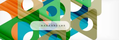 Geometrik arka plan, daireler ve üçgenler şekiller afiş. Gösterim amacıyla broşür veya el ilanı, sunum ve web tasarım düzeni