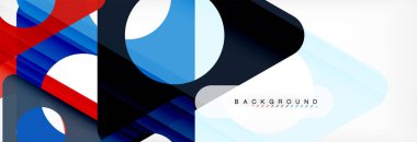 Geometrik arka plan, daireler ve üçgenler şekiller afiş. Gösterim amacıyla broşür veya el ilanı, sunum ve web tasarım düzeni