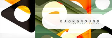 Geometrik arka plan, daireler ve üçgenler şekiller afiş. Gösterim amacıyla broşür veya el ilanı, sunum ve web tasarım düzeni