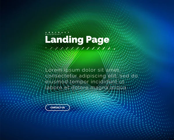 Fondo luminoso de neón para landing page — Vector de stock