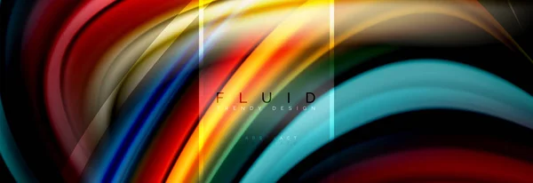 Cartel colorido de fondo abstracto de colores fluidos, diseño líquido retorcido en negro, mármol colorido o fondo de textura de onda de plástico, plantilla multicolor para presentación de negocios o tecnología o web — Archivo Imágenes Vectoriales