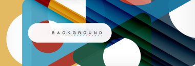 Geometrik arka plan, daireler ve üçgenler şekiller afiş. Gösterim amacıyla broşür veya el ilanı, sunum ve web tasarım düzeni