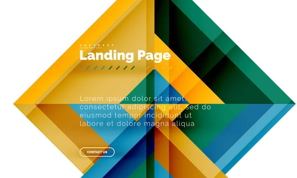 Forma quadrada fundo abstrato geométrico, modelo de web design de landing page —  Vetores de Stock