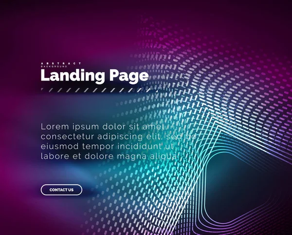 Neon glowing background for landing page — Stock Vector