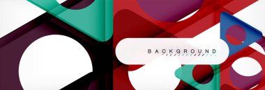 Geometrik arka plan, daireler ve üçgenler şekiller afiş. Gösterim amacıyla broşür veya el ilanı, sunum ve web tasarım düzeni