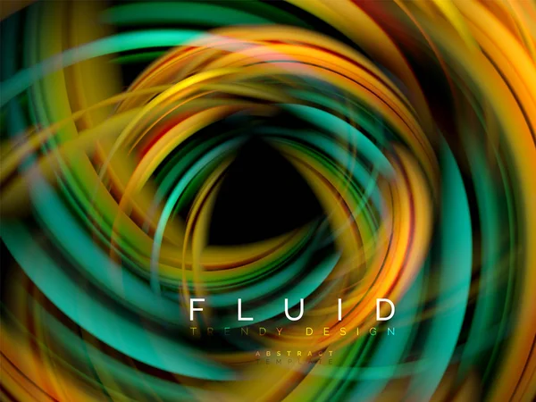 Fluid smooth wave abstract background, flowing glowing color motion concept, trendy abstract layout template for business or technology presentation or web brochure cover, wallpaper — Stock Vector