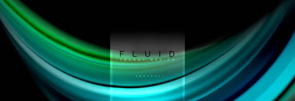 Fluid colors abstract background colorful poster, twisted liquid design on black, colorful marble or plastic wave texture backdrop, multicolored template for business or technology presentation or web — Stock Vector