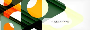 Geometrik arka plan, daireler ve üçgenler şekiller afiş. Gösterim amacıyla broşür veya el ilanı, sunum ve web tasarım düzeni