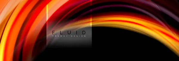 Fluid colors abstract background colorful poster, twisted liquid design on black, colorful marble or plastic wave texture backdrop, multicolored template for business or technology presentation or web — Stock Vector