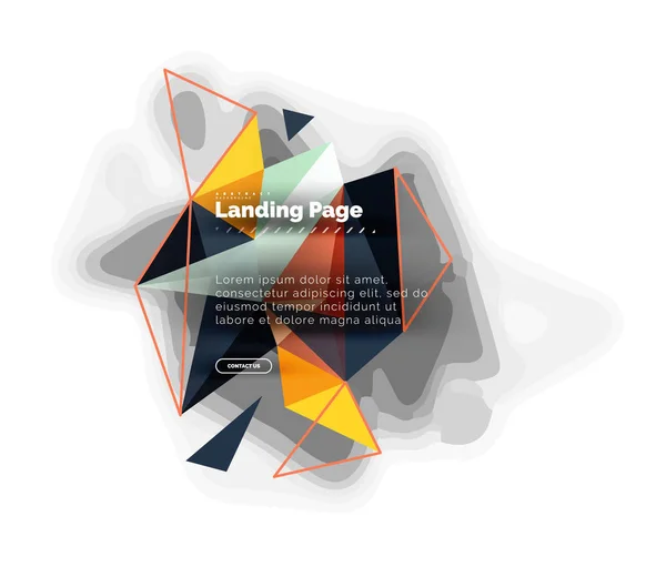 Diseño triangular fondo abstracto, landing page. Triángulos coloridos de bajo estilo poli en blanco — Vector de stock