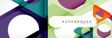 Geometrik arka plan, daireler ve üçgenler şekiller afiş. Gösterim amacıyla broşür veya el ilanı, sunum ve web tasarım düzeni