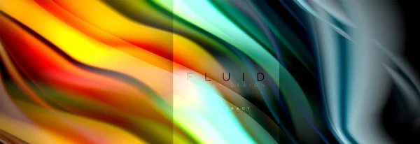 Rainbow fluid abstract shapes, liquid colors design, colorful marble or plastic wavy texture background, multicolored template for business or technology presentation or web brochure cover design — Stock Vector