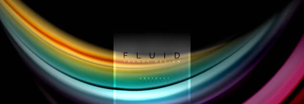 Cartel colorido de fondo abstracto de colores fluidos, diseño líquido retorcido en negro, mármol colorido o fondo de textura de onda de plástico, plantilla multicolor para presentación de negocios o tecnología o web — Archivo Imágenes Vectoriales