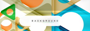 Geometrik arka plan, daireler ve üçgenler şekiller afiş. Gösterim amacıyla broşür veya el ilanı, sunum ve web tasarım düzeni