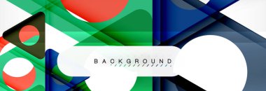 Geometrik arka plan, daireler ve üçgenler şekiller afiş. Gösterim amacıyla broşür veya el ilanı, sunum ve web tasarım düzeni