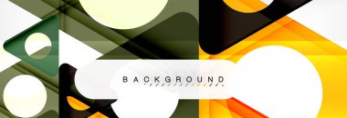 Geometrik arka plan, daireler ve üçgenler şekiller afiş. Gösterim amacıyla broşür veya el ilanı, sunum ve web tasarım düzeni