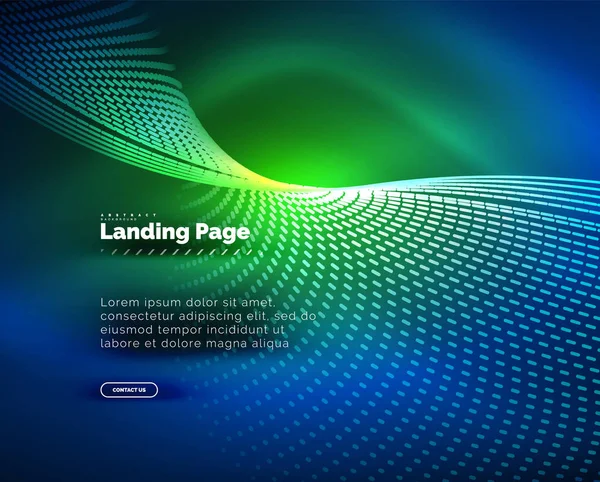 Fondo luminoso de neón para landing page — Vector de stock