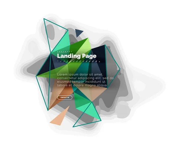 Design triangular fundo abstrato, landing page. Baixo estilo poli triângulos coloridos em branco —  Vetores de Stock