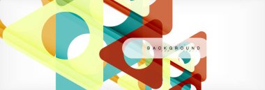 Geometrik arka plan, daireler ve üçgenler şekiller afiş. Gösterim amacıyla broşür veya el ilanı, sunum ve web tasarım düzeni