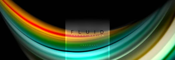 Cores fluidas fundo abstrato cartaz colorido, design líquido torcido em preto, mármore colorido ou pano de fundo de textura de onda de plástico, modelo multicolorido para apresentação de negócios ou tecnologia ou web — Vetor de Stock