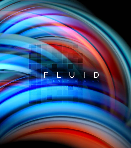 Fluid smooth wave abstract background, flowing glowing color motion concept, trendy abstract layout template for business or technology presentation or web brochure cover, wallpaper — Stock Vector