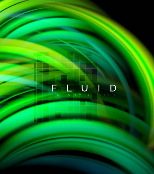 Fluid smooth wave abstract background, flowing glowing color motion concept, trendy abstract layout template for business or technology presentation or web brochure cover, wallpaper — Stock Vector