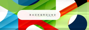 Geometrik arka plan, daireler ve üçgenler şekiller afiş. Gösterim amacıyla broşür veya el ilanı, sunum ve web tasarım düzeni