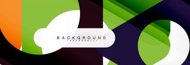 Geometrik arka plan, daireler ve üçgenler şekiller afiş. Gösterim amacıyla broşür veya el ilanı, sunum ve web tasarım düzeni