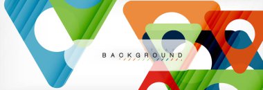 Geometrik arka plan, daireler ve üçgenler şekiller afiş. Gösterim amacıyla broşür veya el ilanı, sunum ve web tasarım düzeni