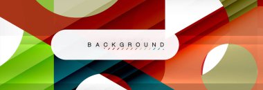 Geometrik arka plan, daireler ve üçgenler şekiller afiş. Gösterim amacıyla broşür veya el ilanı, sunum ve web tasarım düzeni