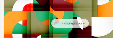 Geometrik kareler afiş soyut. Vektör çizim broşür veya el ilanı, sunum ve web tasarım düzeni için