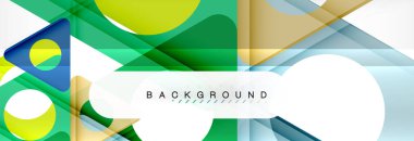 Geometrik arka plan, daireler ve üçgenler şekiller afiş. Gösterim amacıyla broşür veya el ilanı, sunum ve web tasarım düzeni