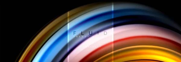 Couleurs fluides fond abstrait poster coloré, conception liquide torsadée sur fond noir, marbre coloré ou texture vague plastique, modèle multicolore pour la présentation d'affaires ou de la technologie ou web — Image vectorielle