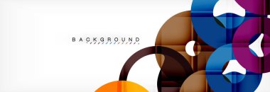 Gri arka plan, modern geometrik desen tasarım renkli halkalar. Vektör iş veya teknoloji tanıtım tasarım şablonu, broşür veya el ilanı desenli veya geometrik web afiş