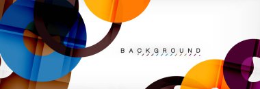 Gri arka plan, modern geometrik desen tasarım renkli halkalar. Vektör iş veya teknoloji tanıtım tasarım şablonu, broşür veya el ilanı desenli veya geometrik web afiş