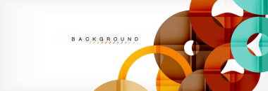 Gri arka plan, modern geometrik desen tasarım renkli halkalar. Vektör iş veya teknoloji tanıtım tasarım şablonu, broşür veya el ilanı desenli veya geometrik web afiş