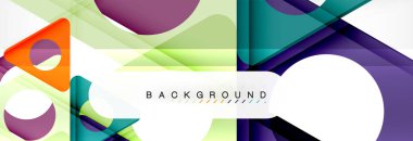 Geometrik arka plan, daireler ve üçgenler şekiller afiş. Gösterim amacıyla broşür veya el ilanı, sunum ve web tasarım düzeni