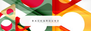 Geometrik arka plan, daireler ve üçgenler şekiller afiş. Gösterim amacıyla broşür veya el ilanı, sunum ve web tasarım düzeni