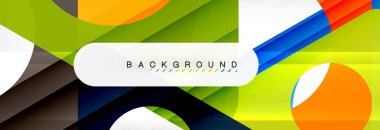 Geometrik arka plan, daireler ve üçgenler şekiller afiş. Gösterim amacıyla broşür veya el ilanı, sunum ve web tasarım düzeni