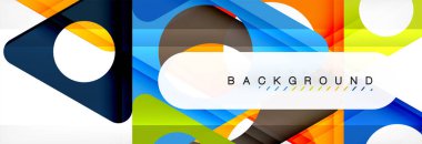 Geometrik arka plan, daireler ve üçgenler şekiller afiş. Gösterim amacıyla broşür veya el ilanı, sunum ve web tasarım düzeni