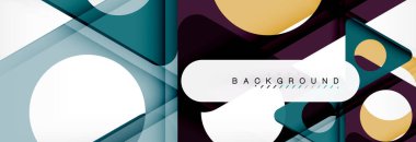 Geometrik arka plan, daireler ve üçgenler şekiller afiş. Gösterim amacıyla broşür veya el ilanı, sunum ve web tasarım düzeni