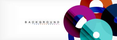 Gri arka plan, modern geometrik desen tasarım renkli halkalar. Vektör iş veya teknoloji tanıtım tasarım şablonu, broşür veya el ilanı desenli veya geometrik web afiş