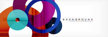 Gri arka plan, modern geometrik desen tasarım renkli halkalar. Vektör iş veya teknoloji tanıtım tasarım şablonu, broşür veya el ilanı desenli veya geometrik web afiş