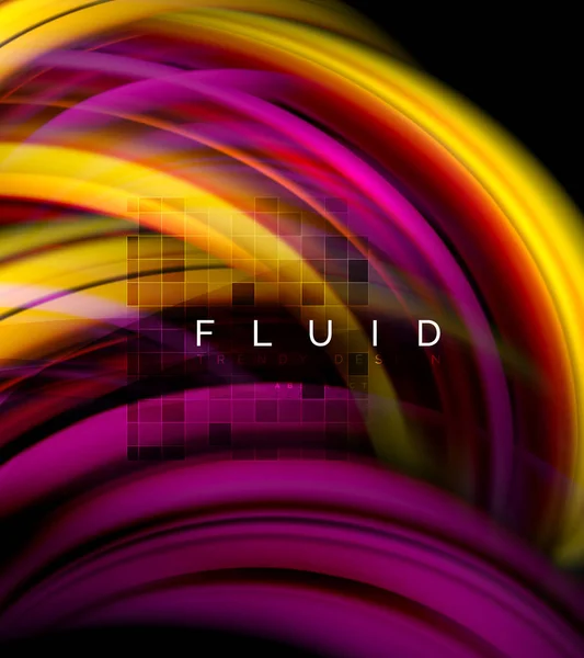 Fluid smooth wave abstract background, flowing glowing color motion concept, trendy abstract layout template for business or technology presentation or web brochure cover, wallpaper — Stock Vector