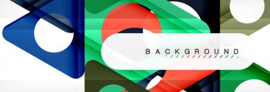 Geometrik arka plan, daireler ve üçgenler şekiller afiş. Gösterim amacıyla broşür veya el ilanı, sunum ve web tasarım düzeni