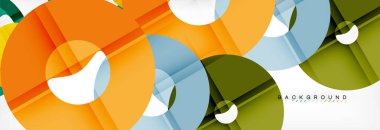 Gri arka plan, modern geometrik desen tasarım renkli halkalar. Vektör iş veya teknoloji tanıtım tasarım şablonu, broşür veya el ilanı desenli veya geometrik web afiş